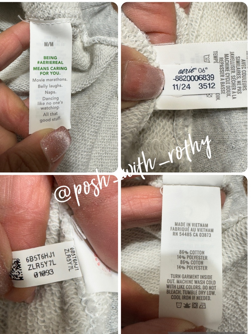 Aerie Oversized 3/4 Button French Terry Sweatshirt, M - Picture 3 of 7